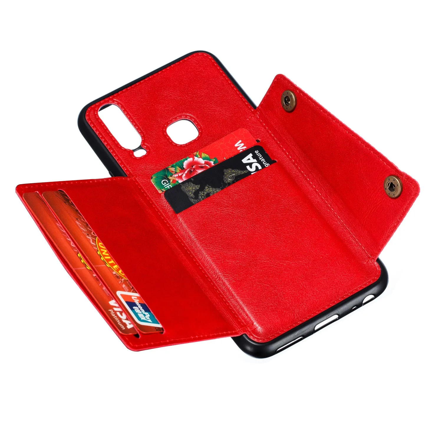 For VIVO Y17 Shockproof Double Buckle Wallet Case Cell Phone Case PU Leather Flip Stand Phone Cover With Card Slots blue