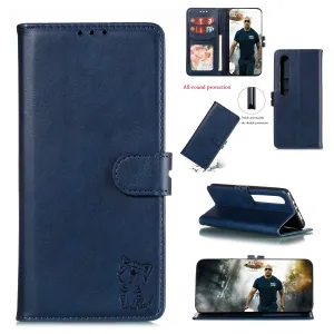 For XiaoMI 10 Pro Mobile Phone Cover PU Leather Front Buckle Smart Shell Anti-fall Phone Case 3 blue