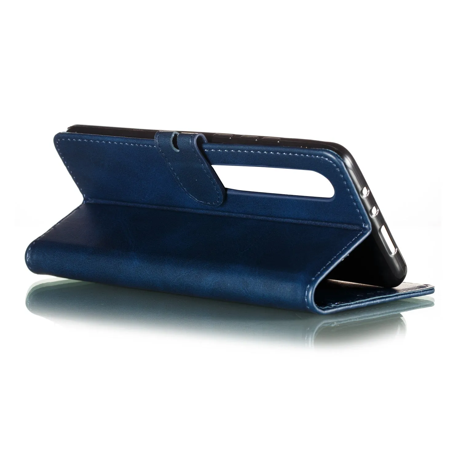 For XiaoMI 10 Pro Mobile Phone Cover PU Leather Front Buckle Smart Shell Anti-fall Phone Case 3 blue