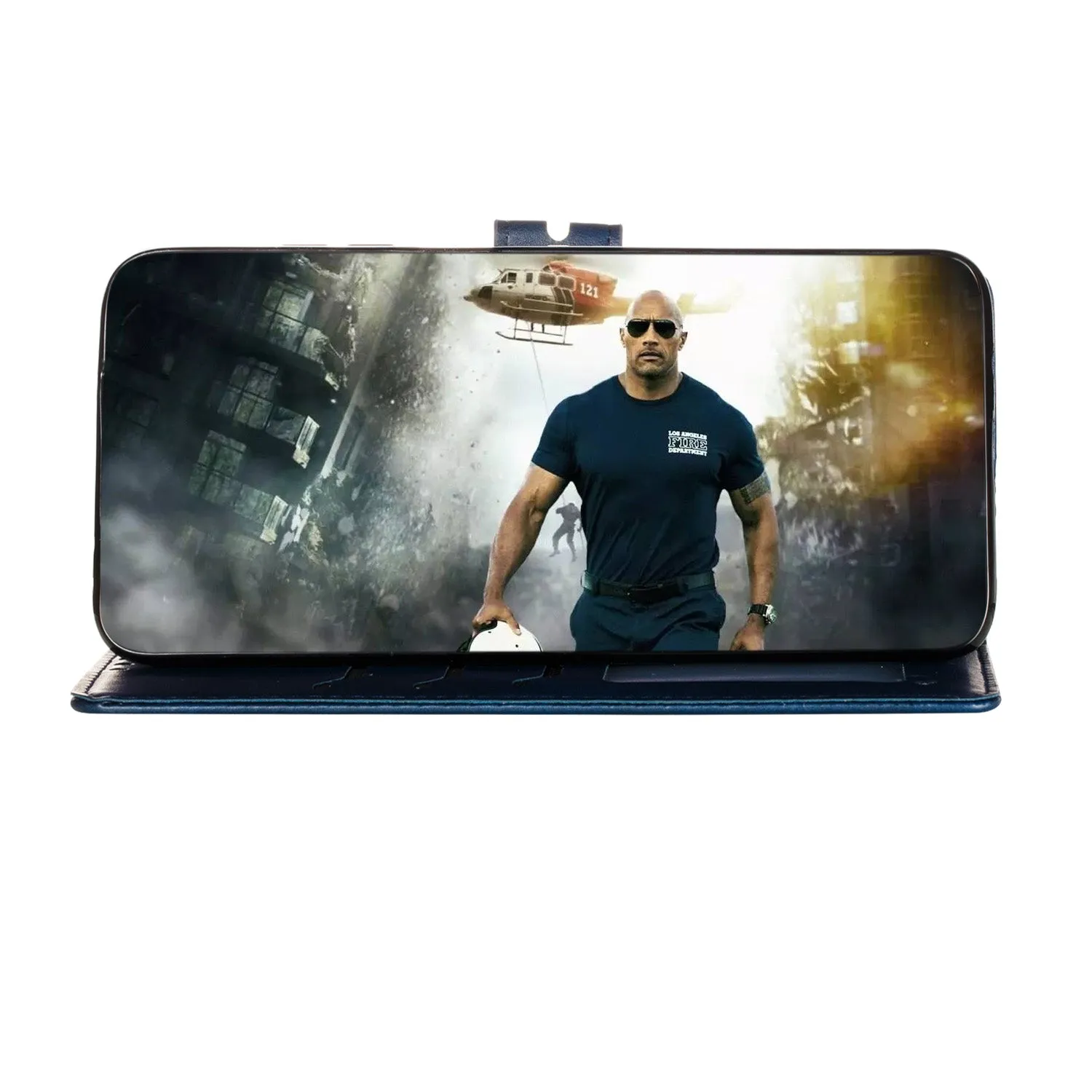 For XiaoMI 10 Pro Mobile Phone Cover PU Leather Front Buckle Smart Shell Anti-fall Phone Case 3 blue