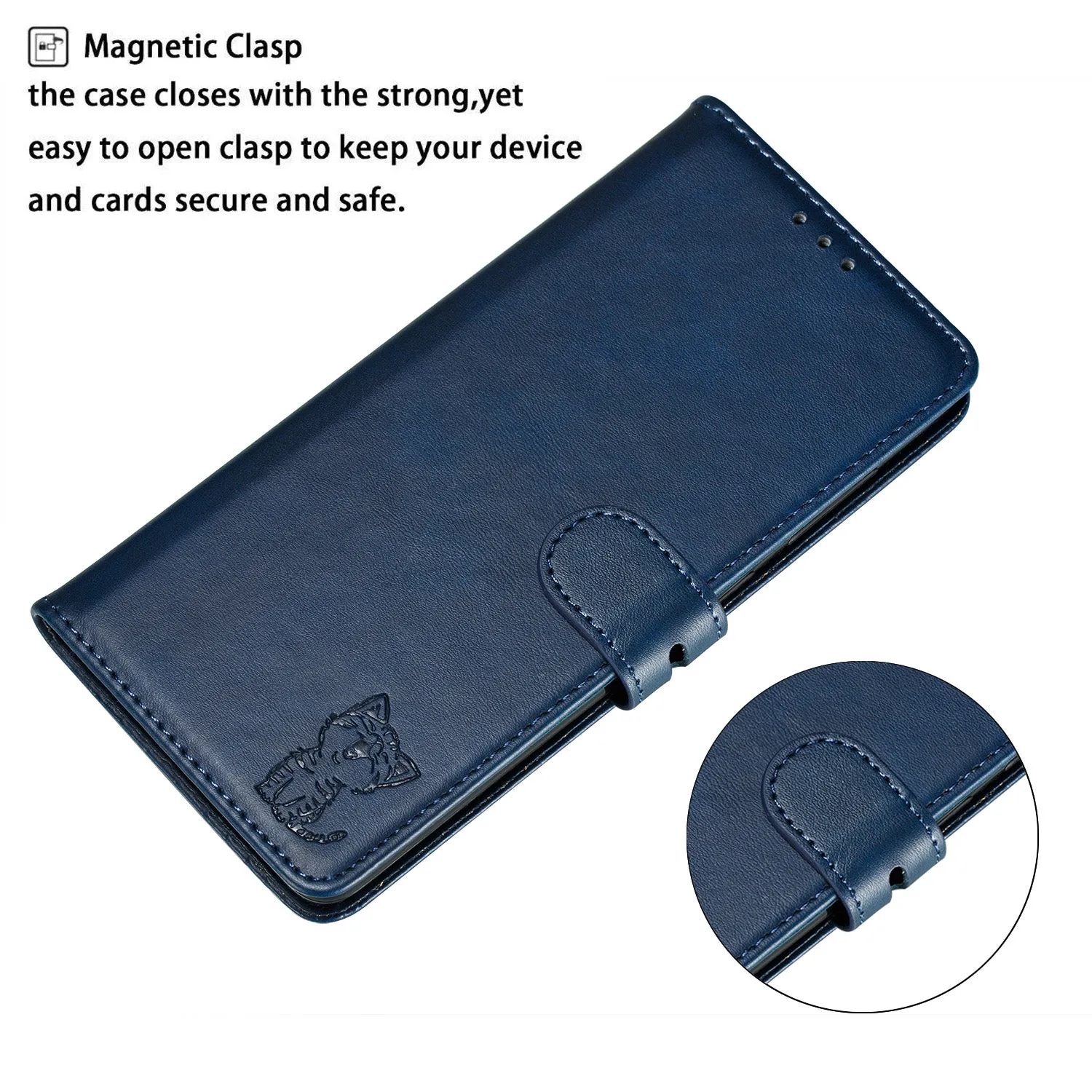 For XiaoMI 10 Pro Mobile Phone Cover PU Leather Front Buckle Smart Shell Anti-fall Phone Case 3 blue