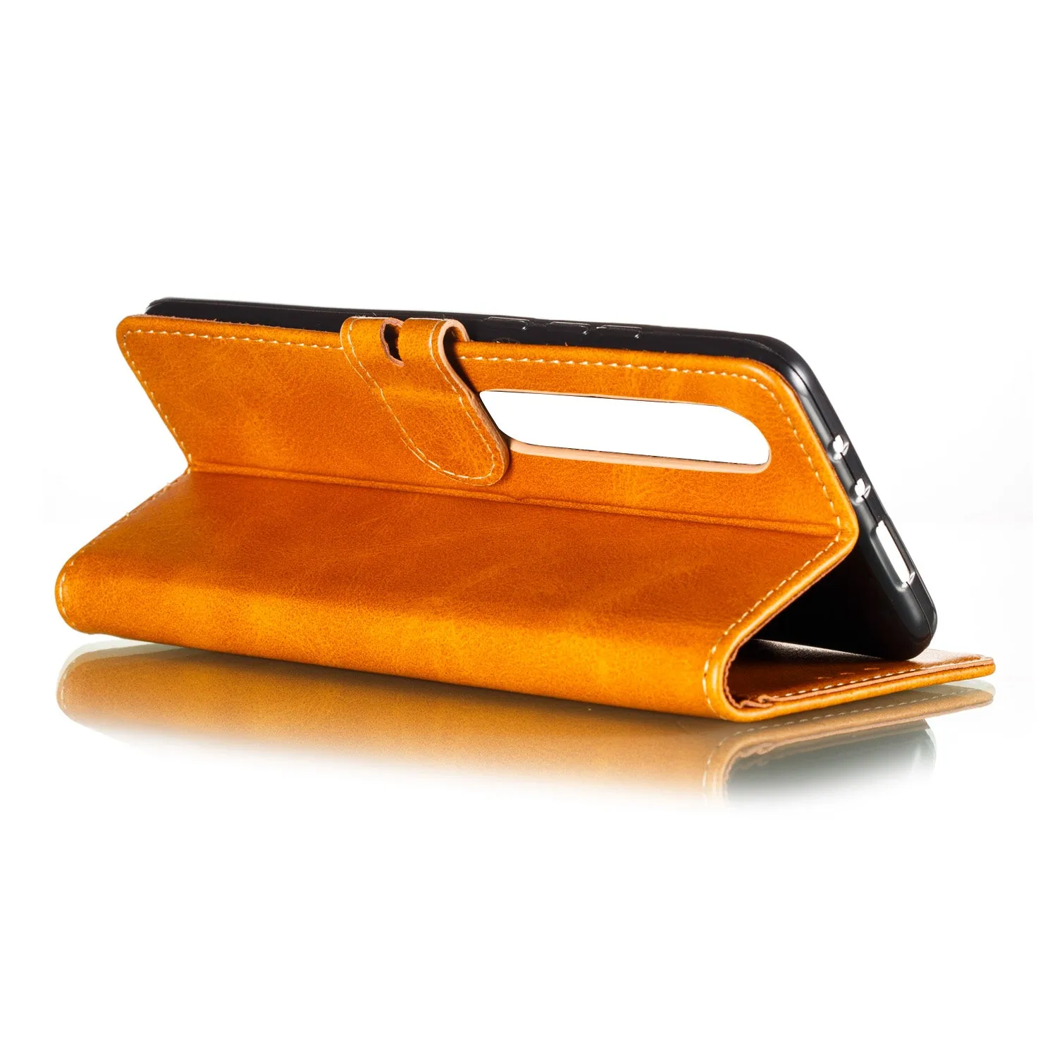 For XiaoMI 10 Pro Mobile Phone Cover PU Leather Front Buckle Smart Shell Anti-fall Phone Case 5 yellow