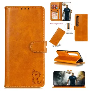 For XiaoMI 10 Pro Mobile Phone Cover PU Leather Front Buckle Smart Shell Anti-fall Phone Case 5 yellow