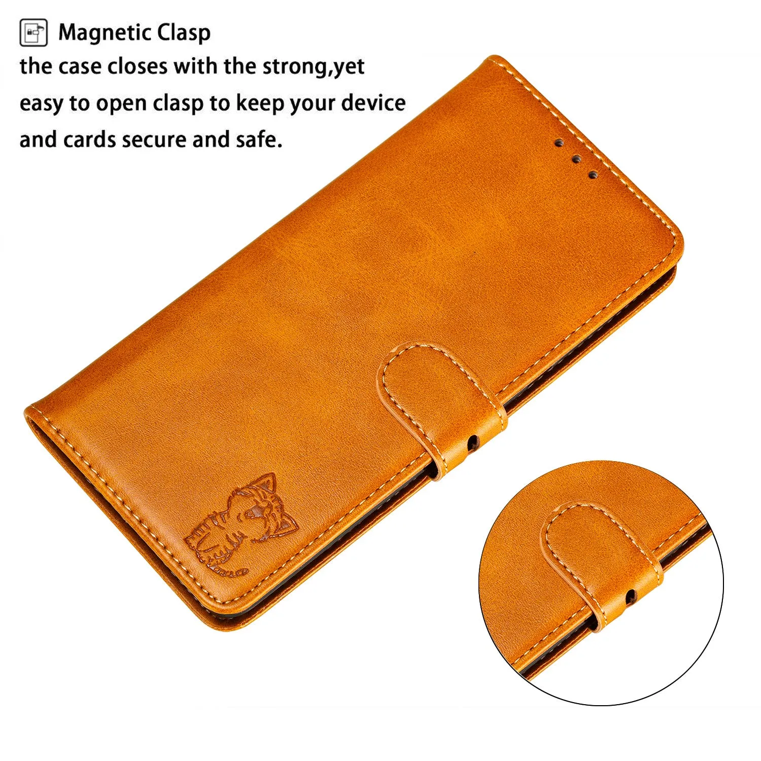 For XiaoMI 10 Pro Mobile Phone Cover PU Leather Front Buckle Smart Shell Anti-fall Phone Case 5 yellow