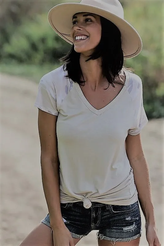 Front Tie Camouflage Contrast Top