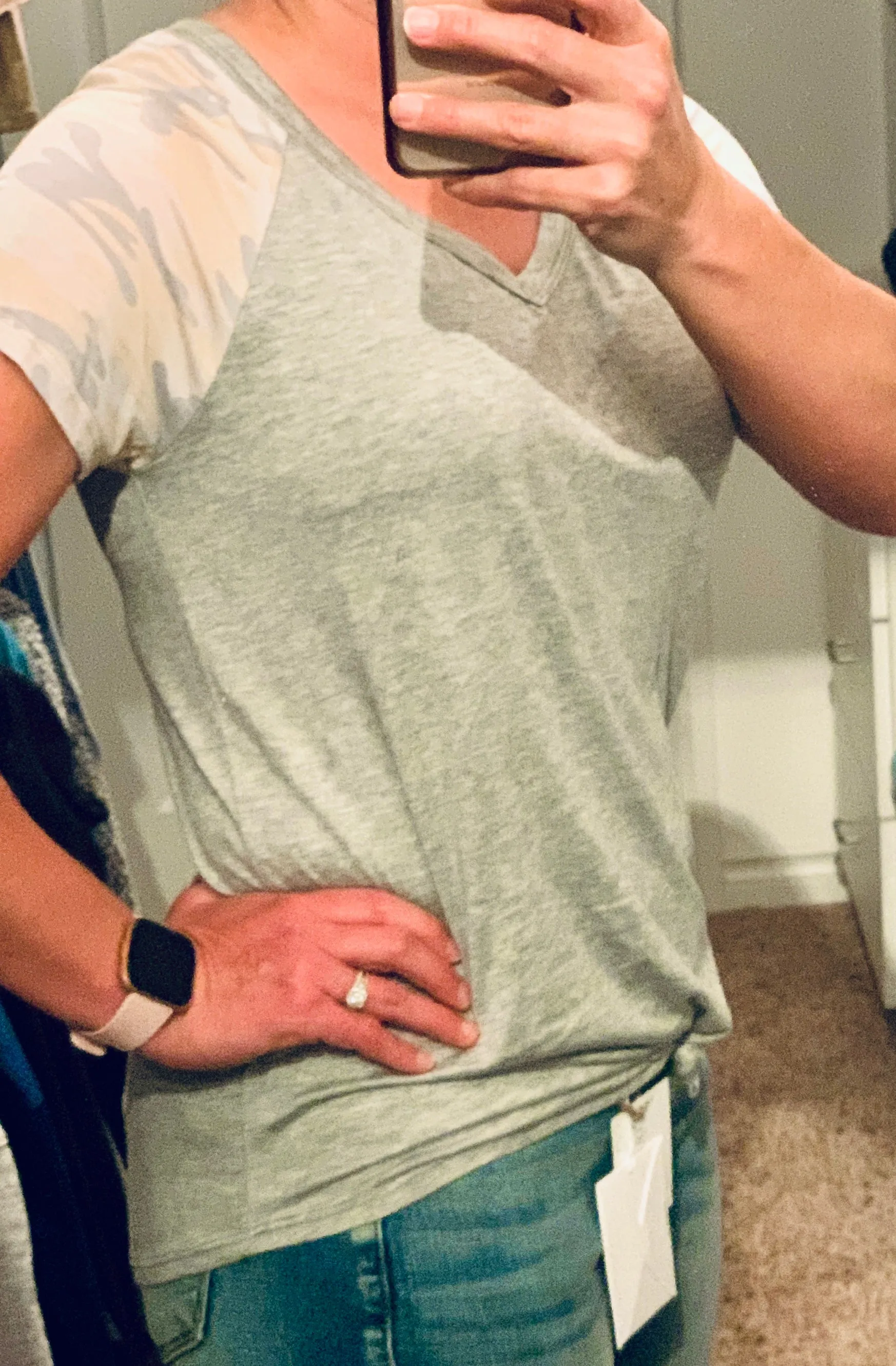 Front Tie Camouflage Contrast Top
