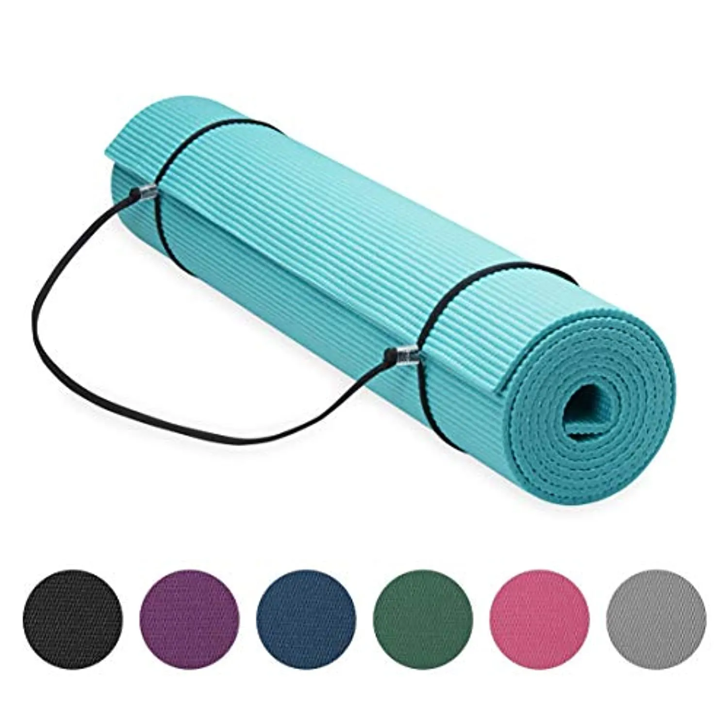 Gaiam Essentials Premium Yoga Mat with Yoga Mat Carrier Sling (72"L x 24"W x 1/4 Inch Thick)