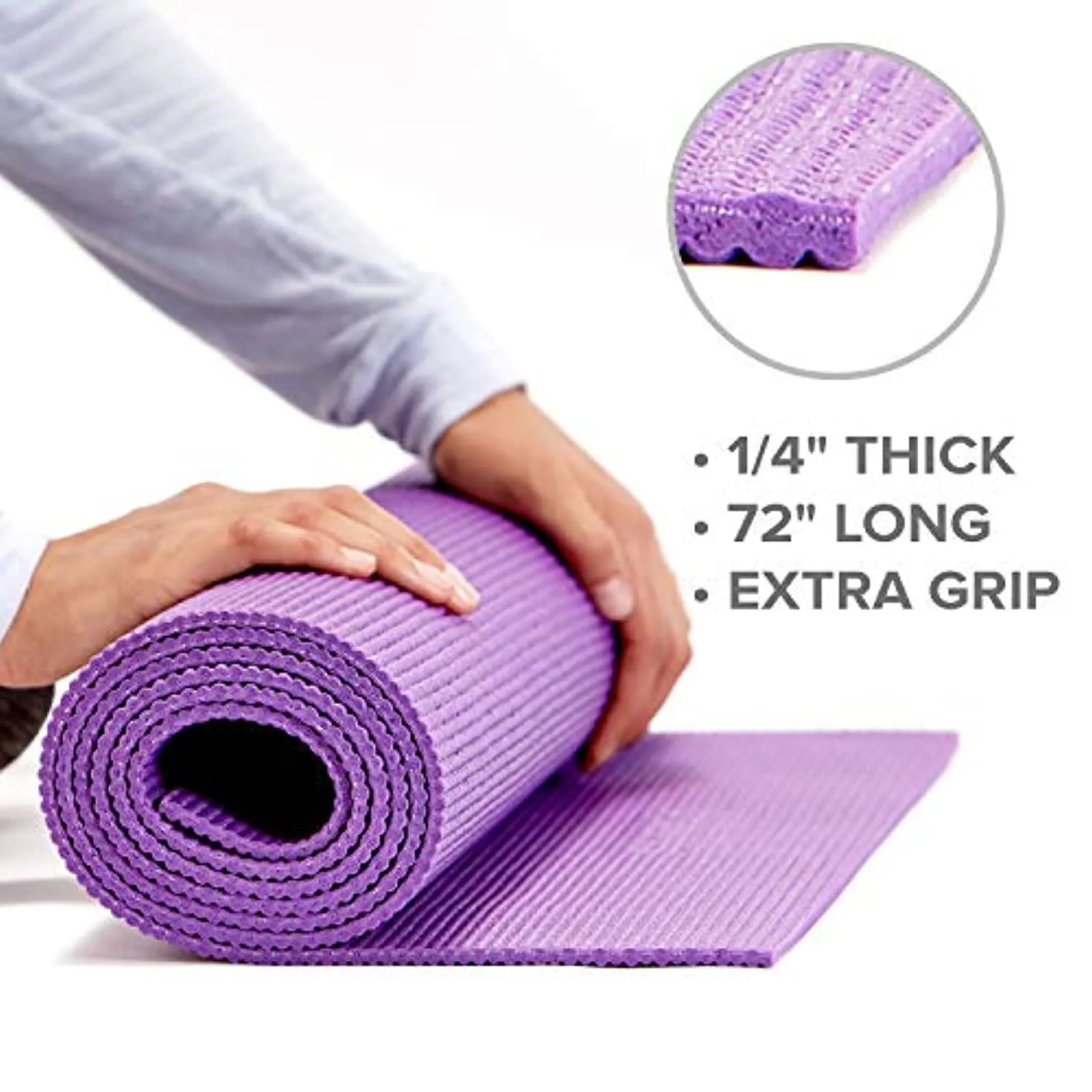 Gaiam Essentials Premium Yoga Mat with Yoga Mat Carrier Sling (72"L x 24"W x 1/4 Inch Thick)
