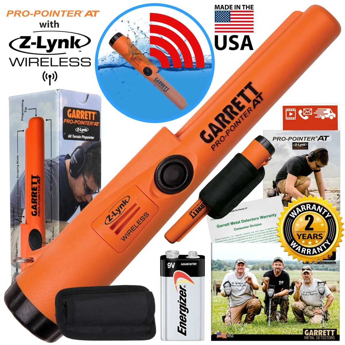 Garrett ACE 400 Metal Detector w/ Wireless System, Pro Pointer AT Z-Lynk & Bag
