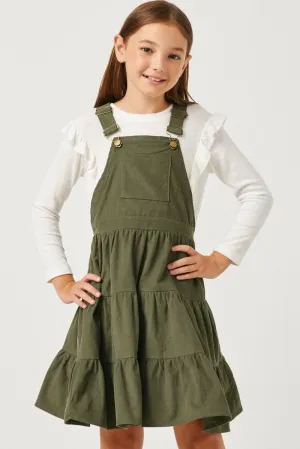 Girls Corduroy Tiered Overall Dress