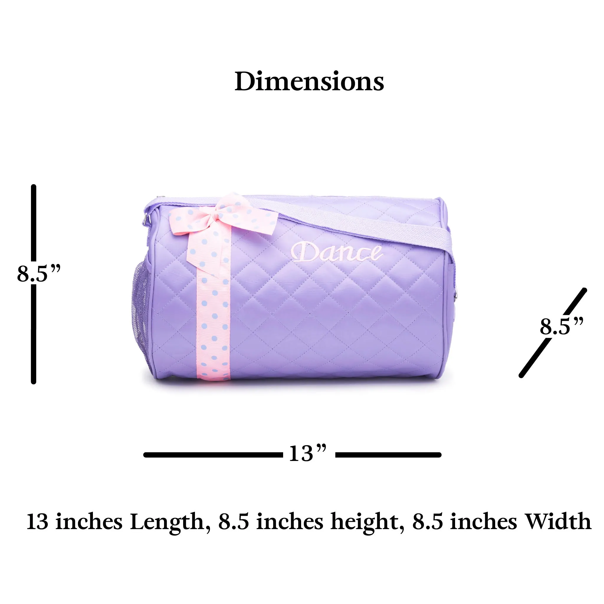 Girls Dance Duffle Bag Quilted with Bow