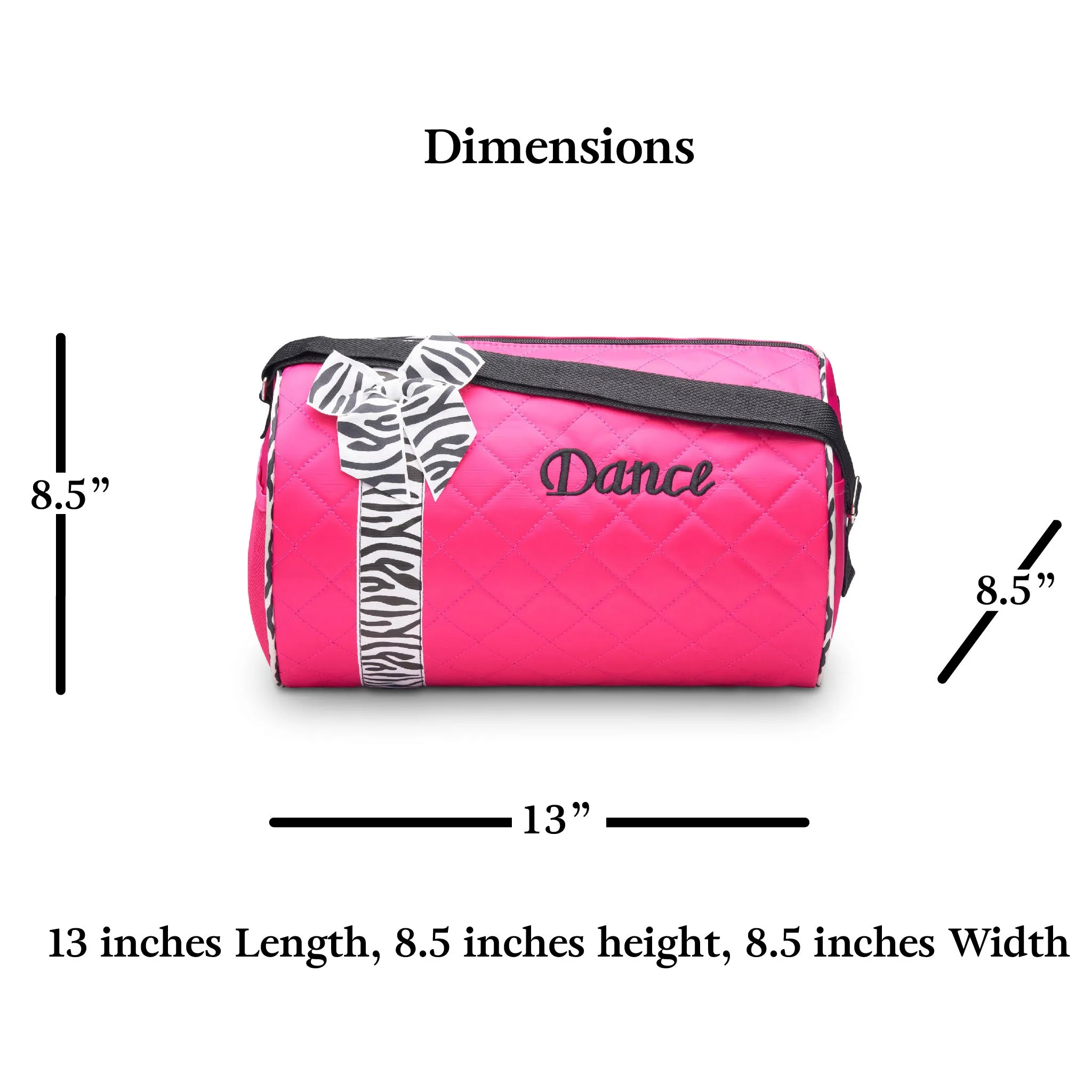 Girls Dance Duffle Bag Quilted with Bow