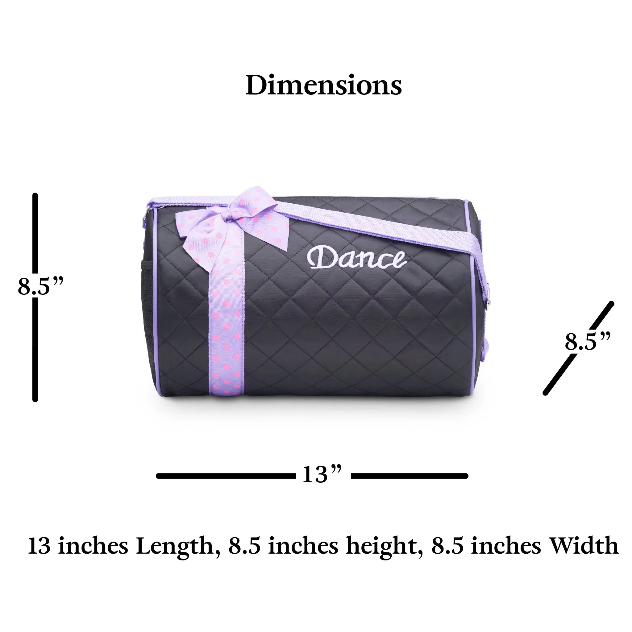 Girls Dance Duffle Bag Quilted with Bow