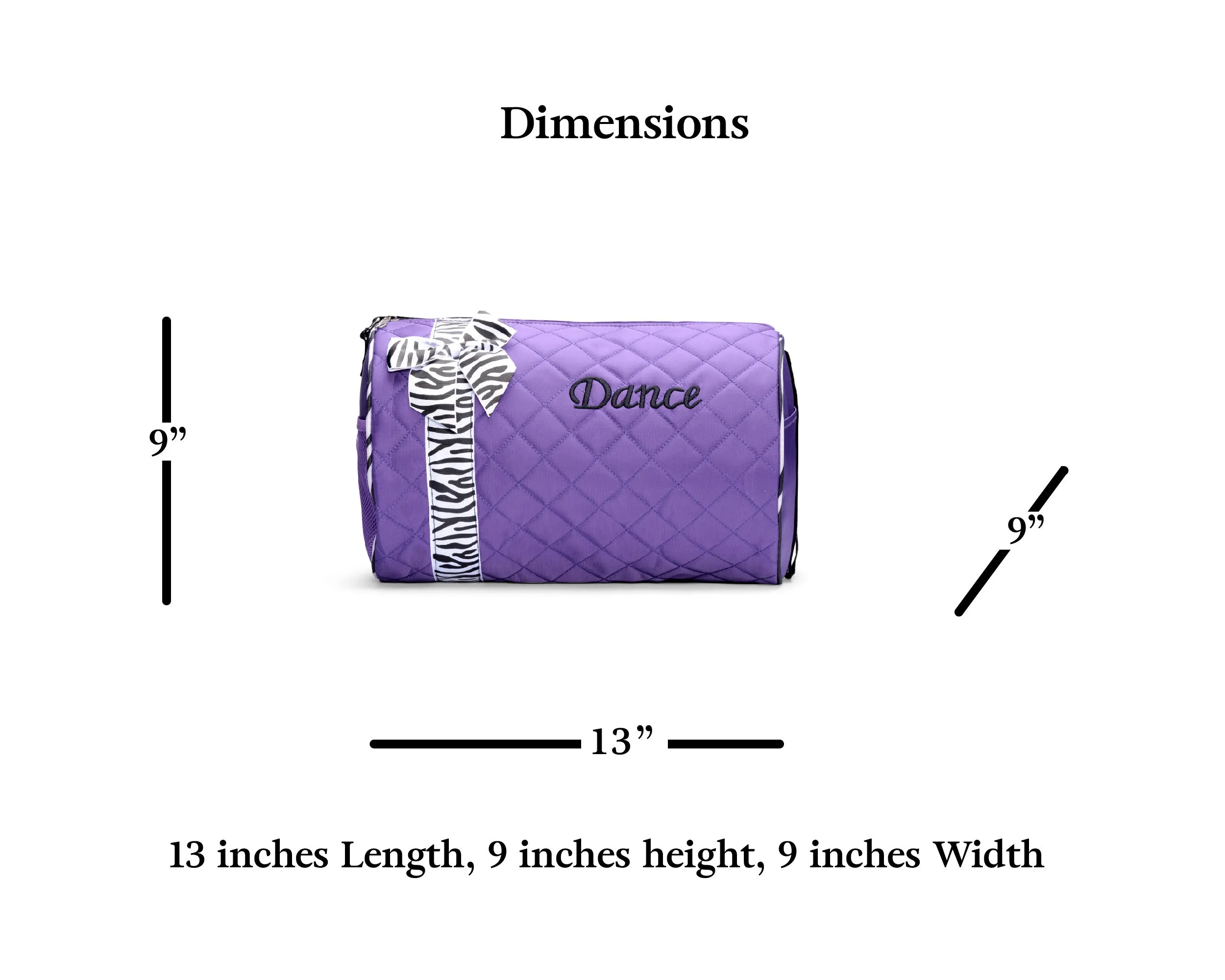Girls Dance Duffle Bag Quilted with Bow