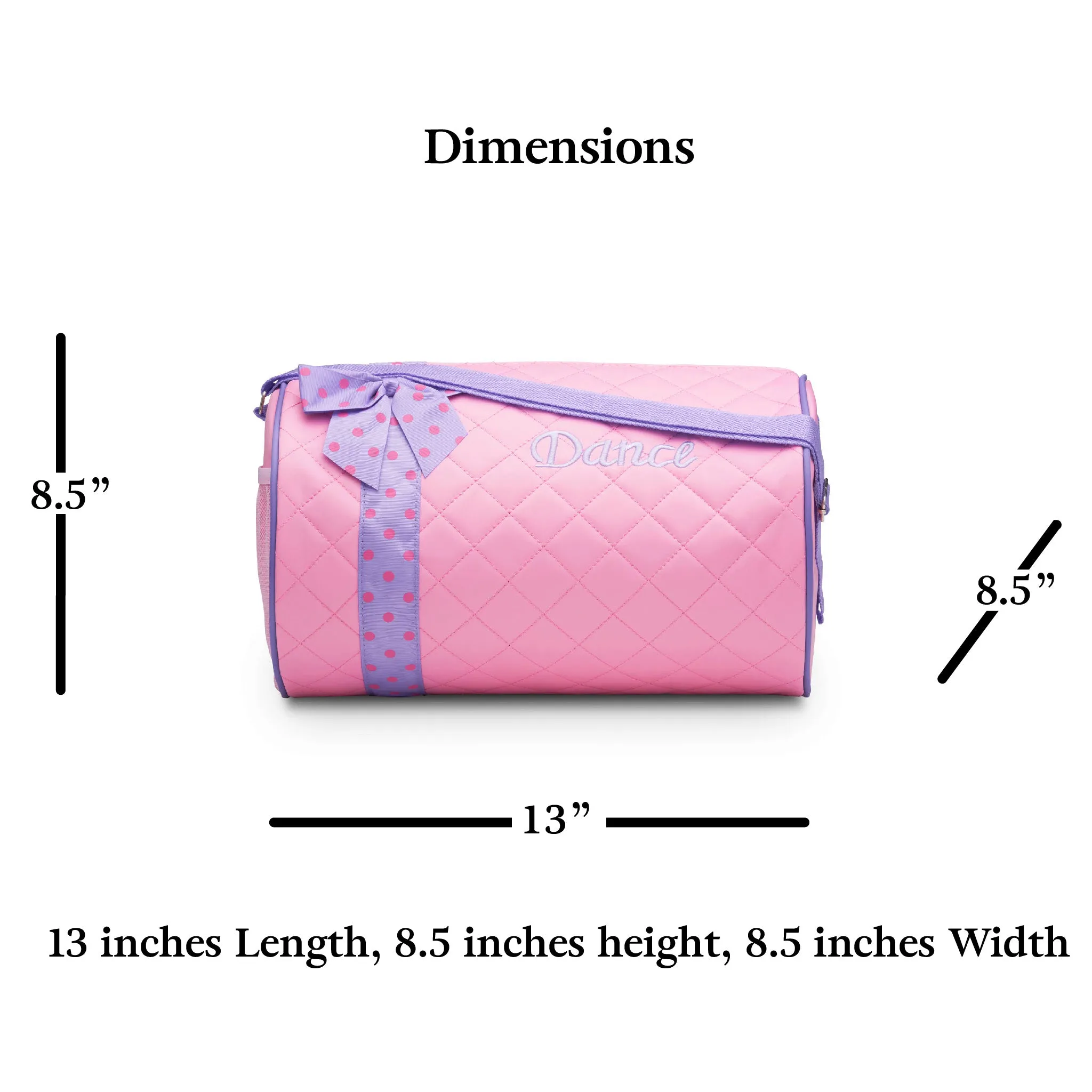 Girls Dance Duffle Bag Quilted with Bow