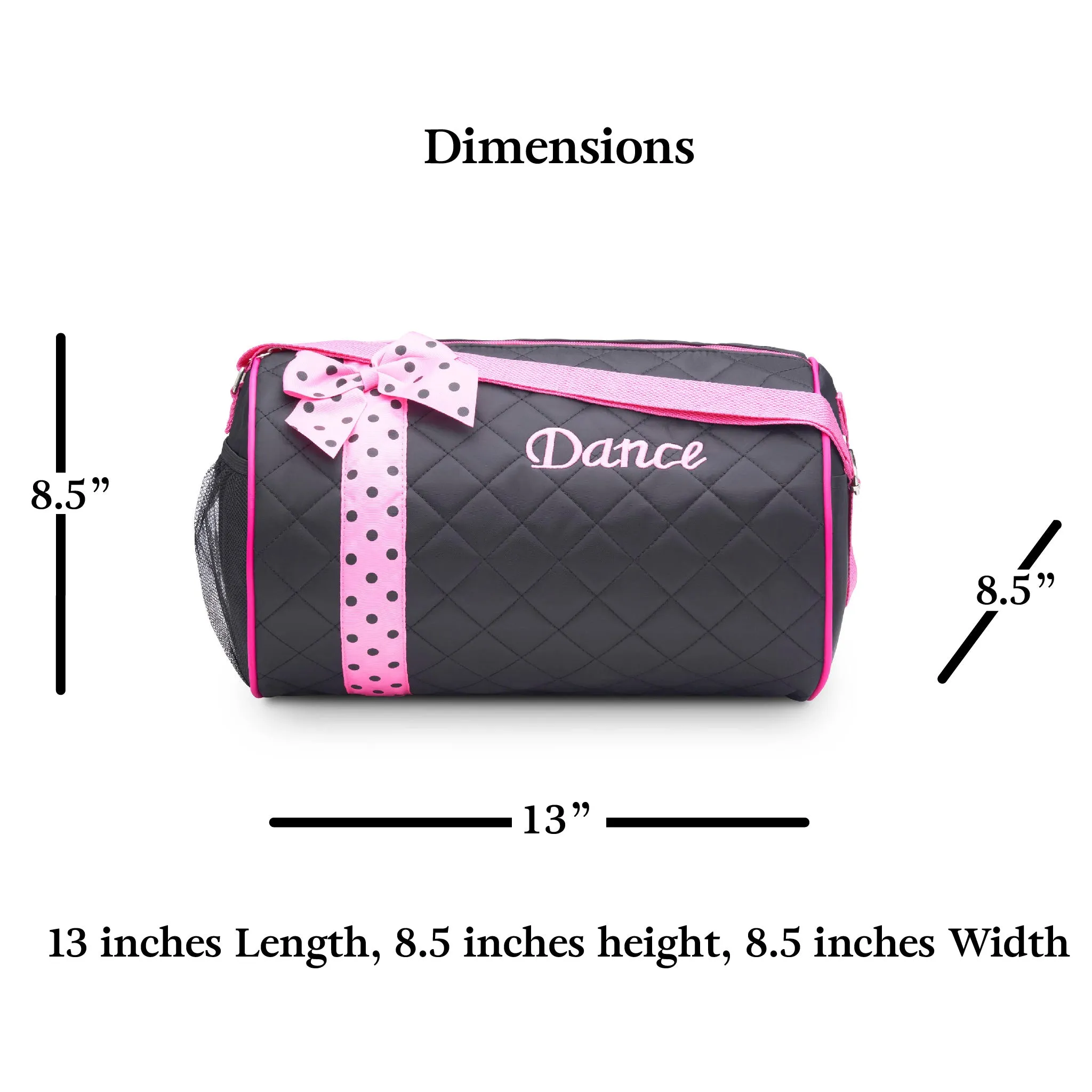 Girls Dance Duffle Bag Quilted with Bow