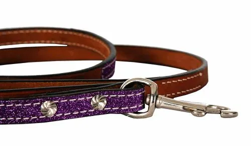 Glitter Overlay Leather Dog Leash