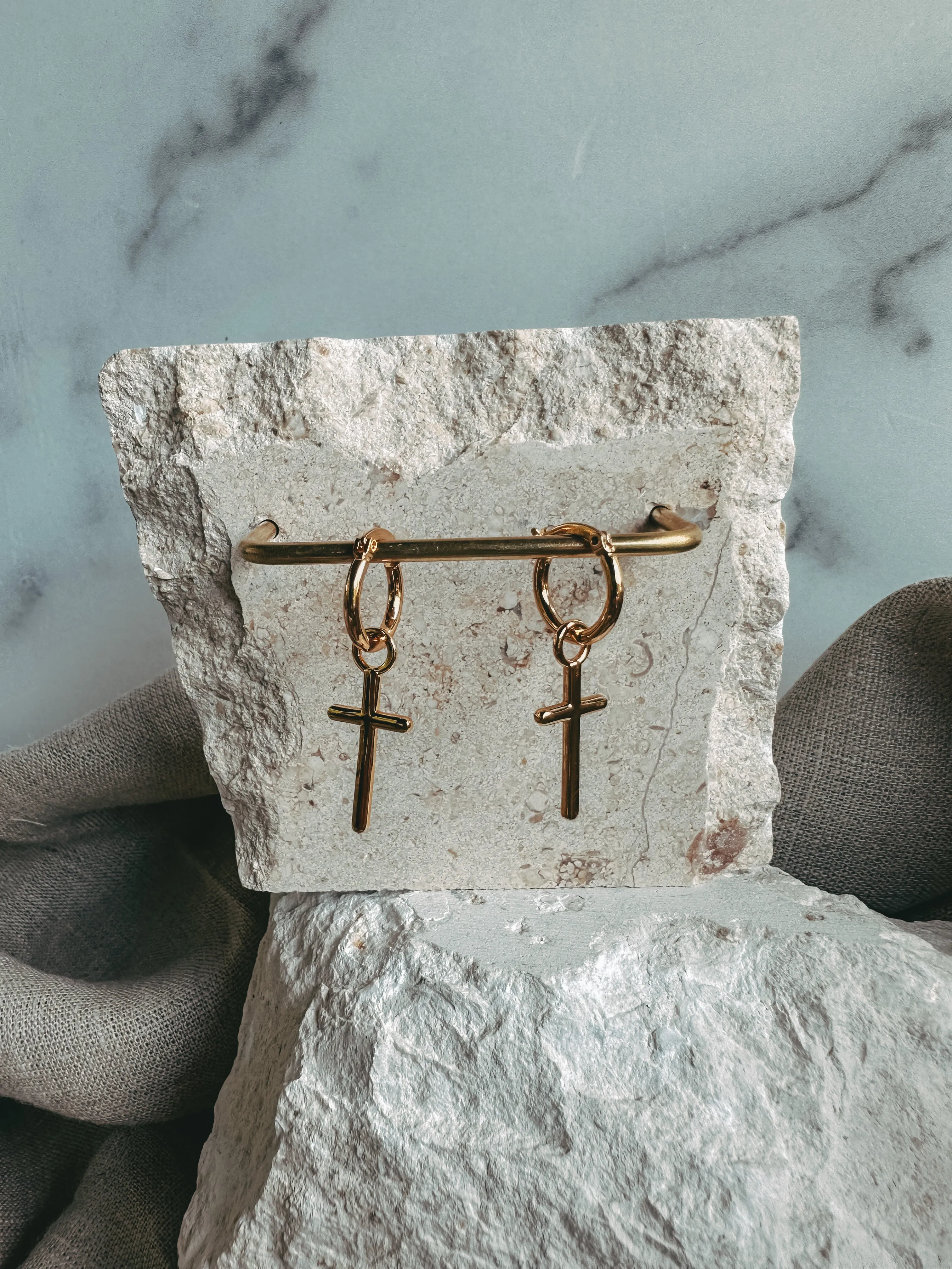 Gold Cross Earrings