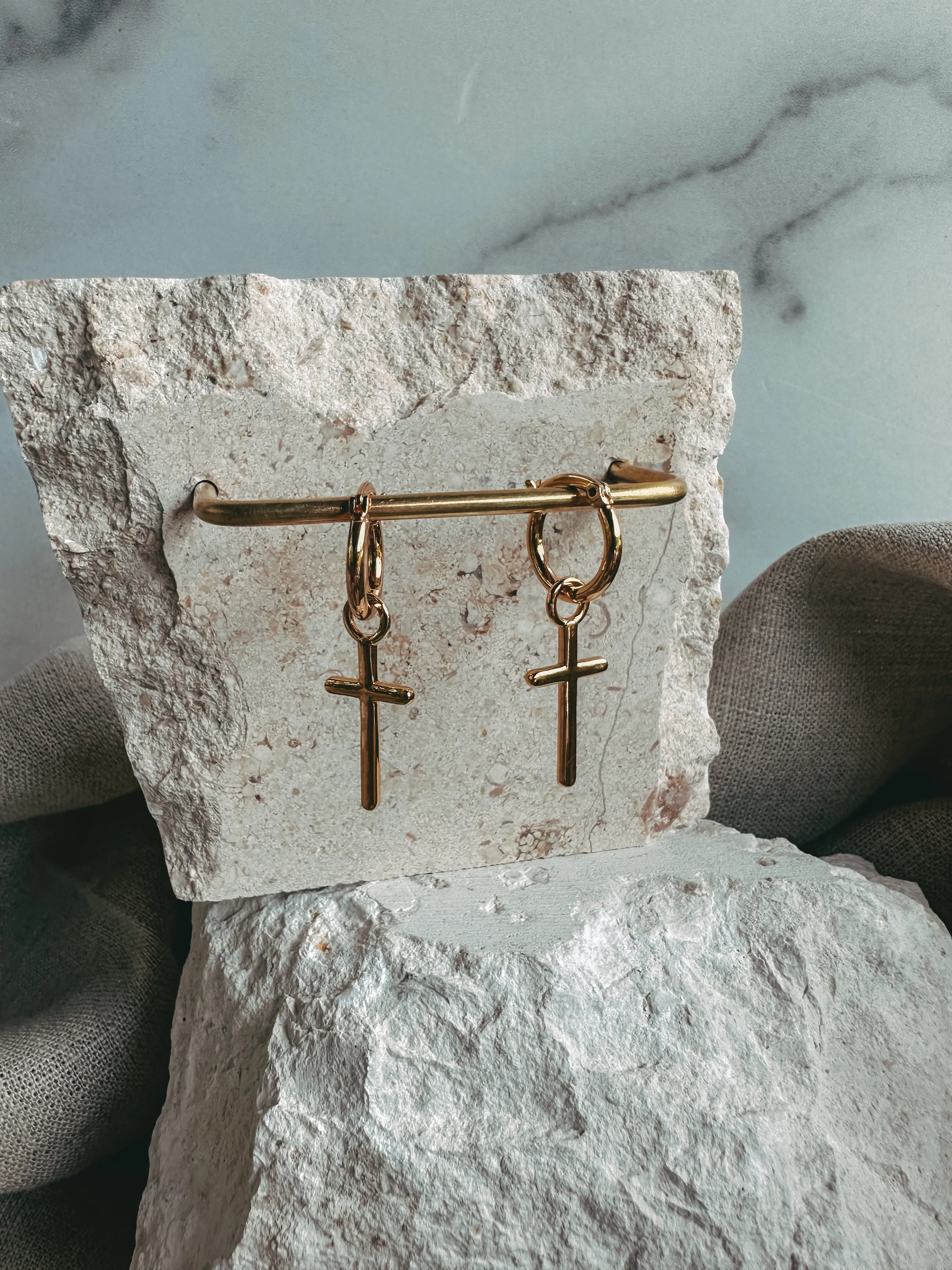 Gold Cross Earrings
