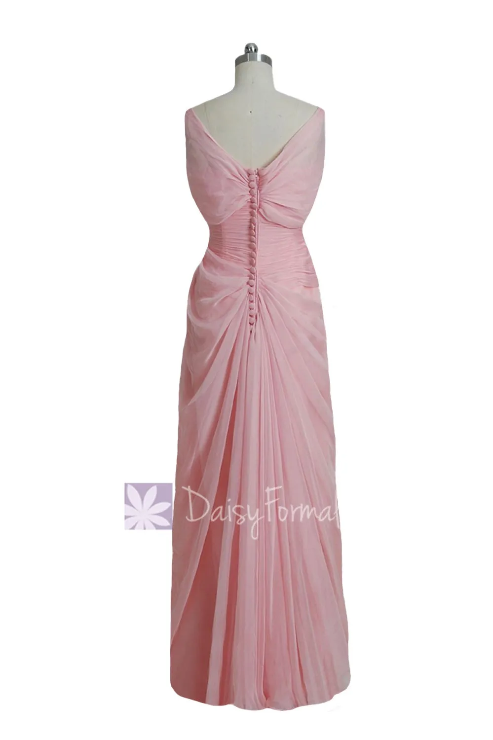 Gorgeous Custom Pink Prom Dress Silky Chiffon Evening Dress Lace Formal Dress(PRC122)