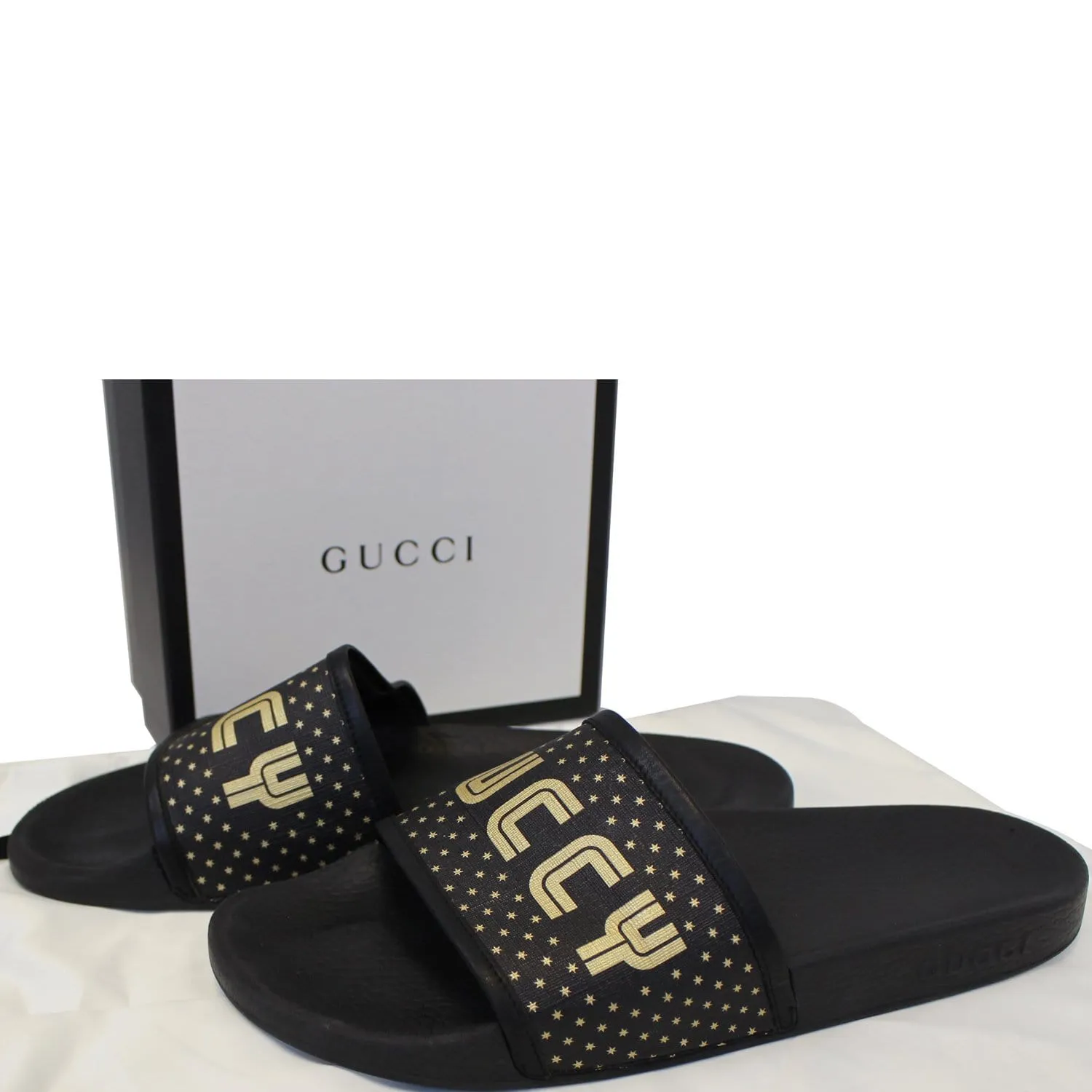 GUCCI Black Supreme Canvas Slide Sandal Size 11 519982 - Last Call