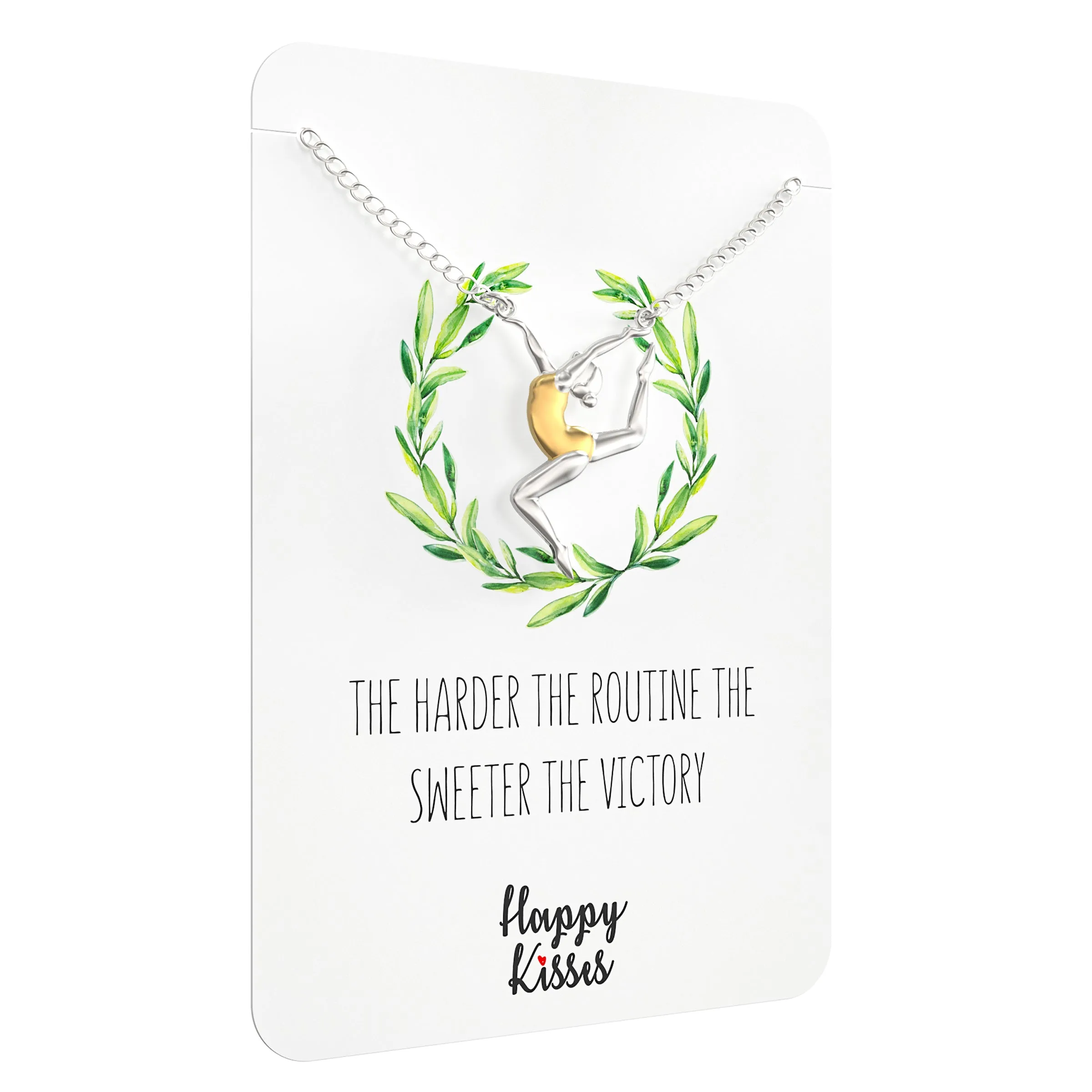 Gymnastic Gift Necklace – Cute Gymnast Pendant Charm for Girls & Teens on a Gymnastics Team – Inspirational Message Card