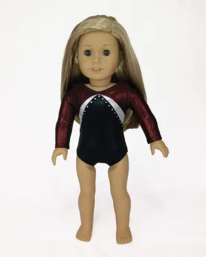 Gymnastics Leotard Black Red Silver for American Girl and 18inch Dolls