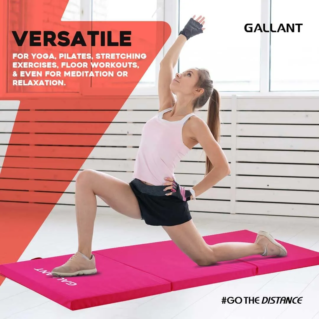 Gymnastics Mat Tri Foldable Exercise Workout Mat Pink - Mats For Workout