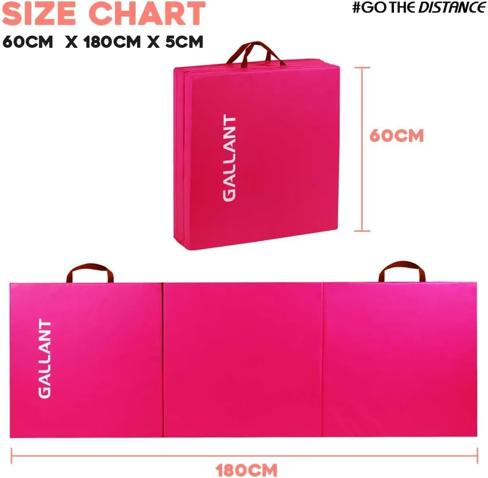 Gymnastics Mat Tri Foldable Exercise Workout Mat Pink - Mats For Workout