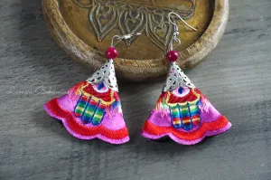 Hamsa Blossom Embroidered Earrings