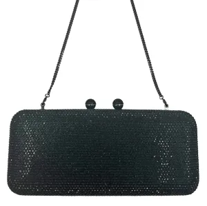 HANDBAG Rhinestone Convertible Clutch Evening Bag - Black New w/Out Tags