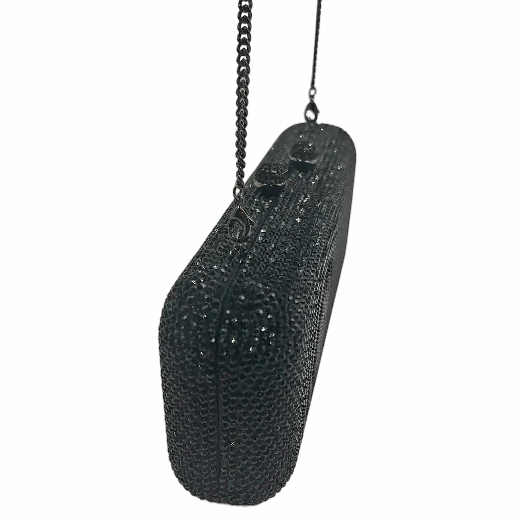 HANDBAG Rhinestone Convertible Clutch Evening Bag - Black New w/Out Tags