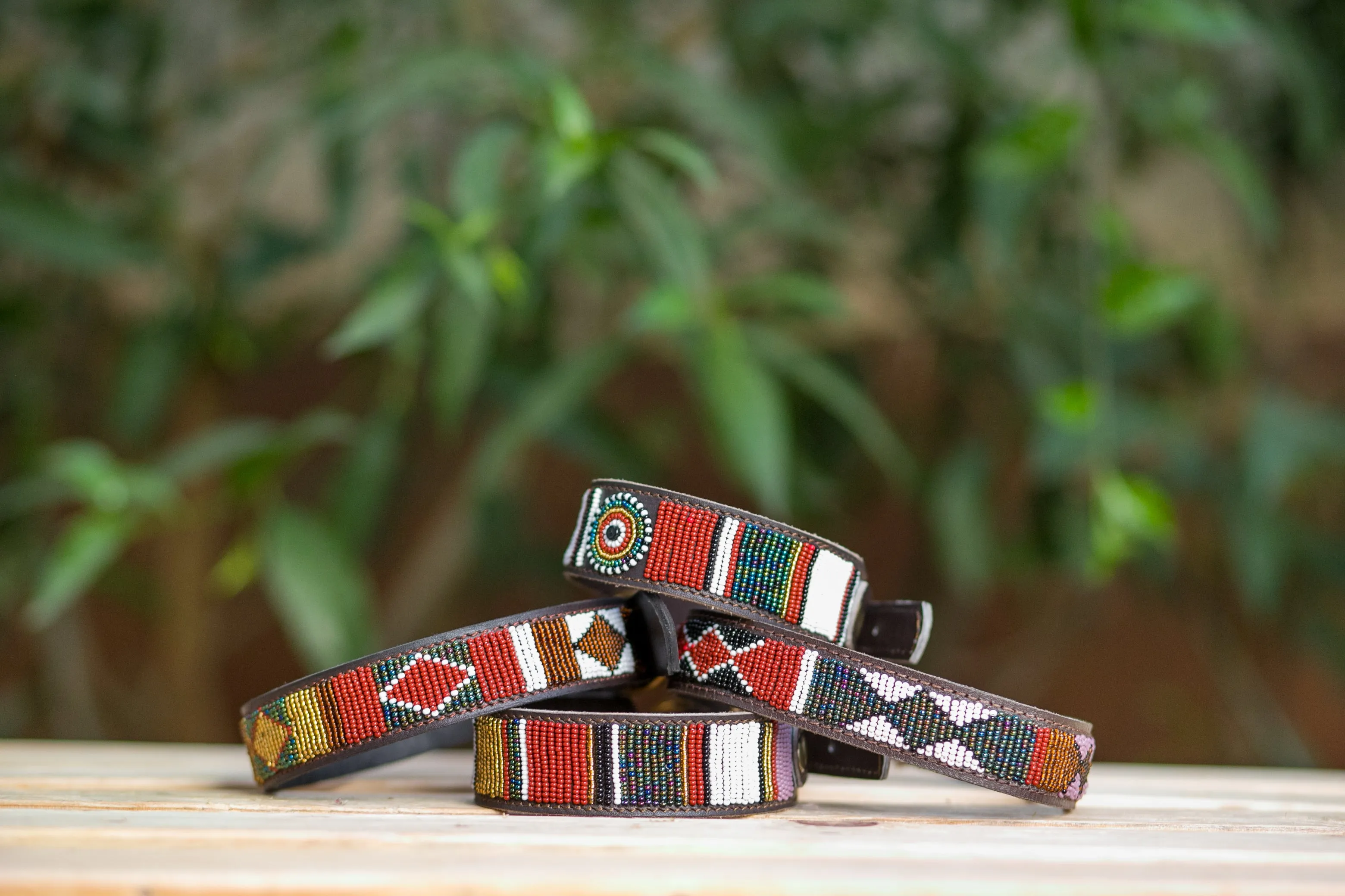 Handmade Maasai Beaded Leather Dog Collar