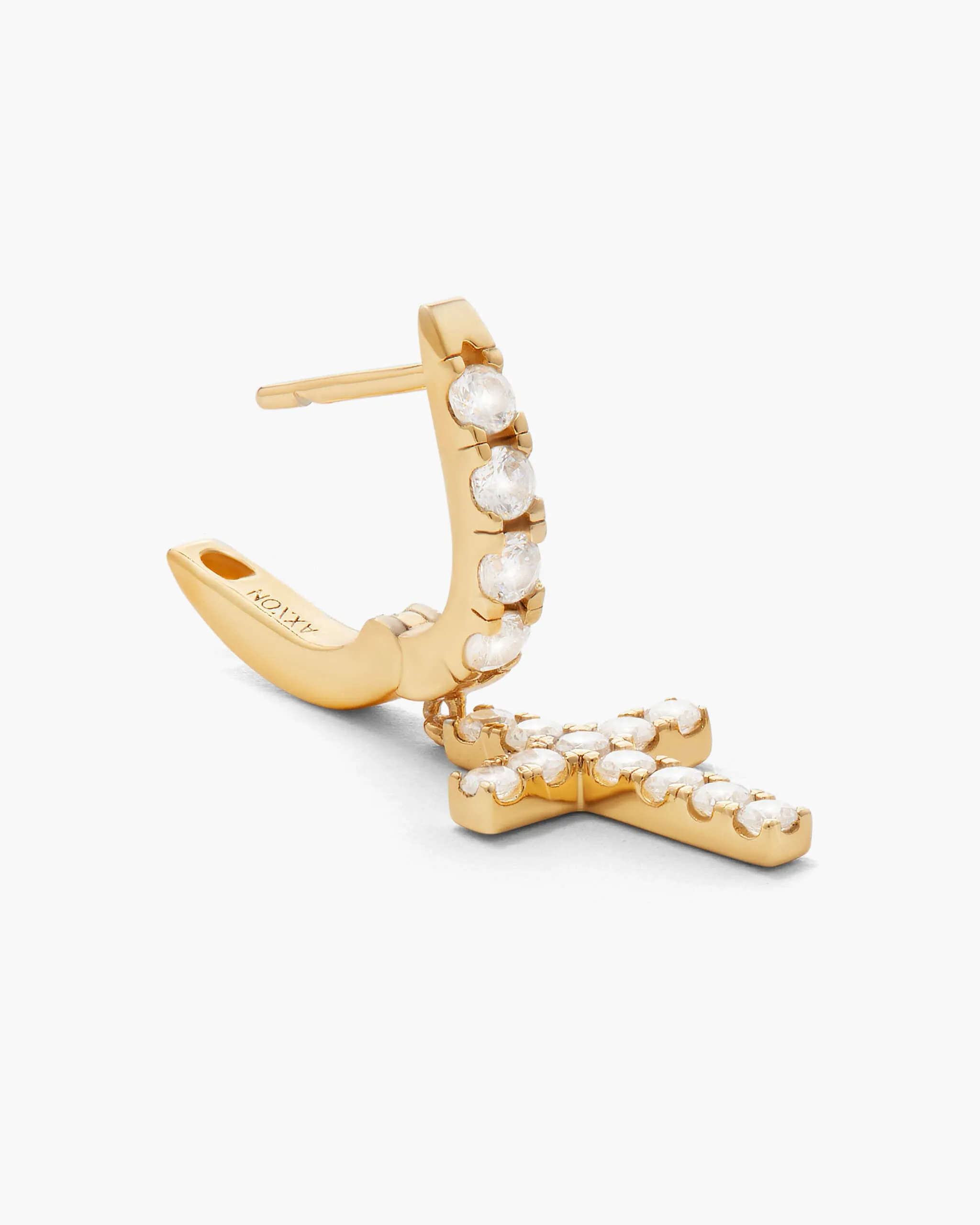 Hanging Studded Cross Earring