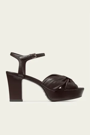 Heloise 80 Leather Platform Sandals in Coffee