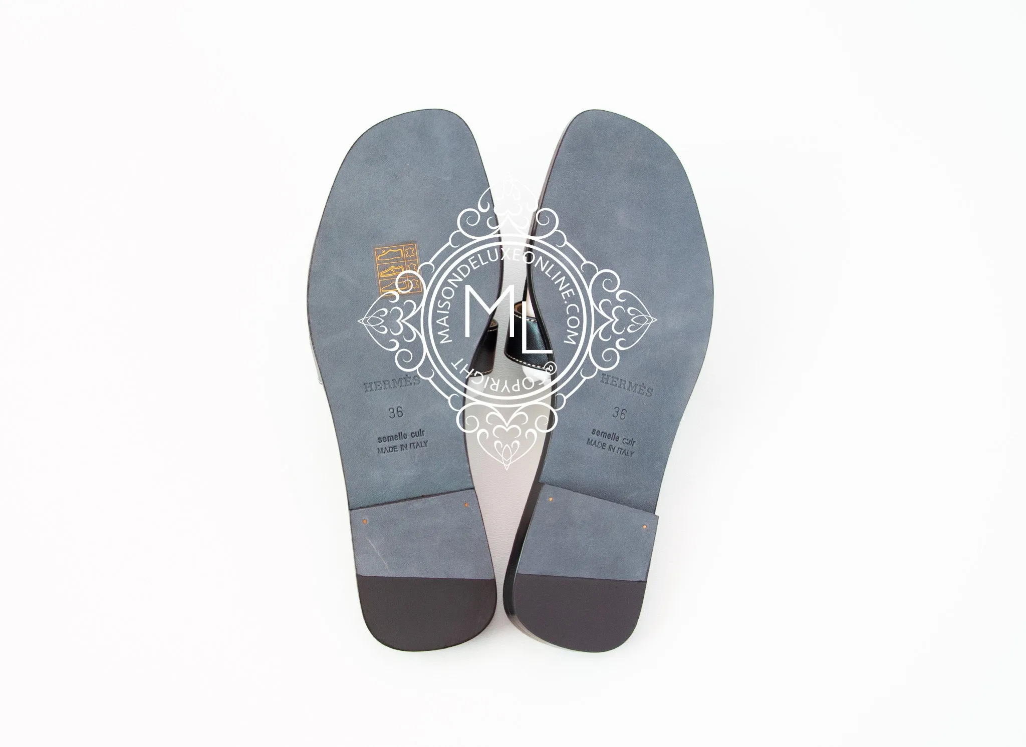 Hermes Womens Black Oran Sandal Slipper 36 Shoes