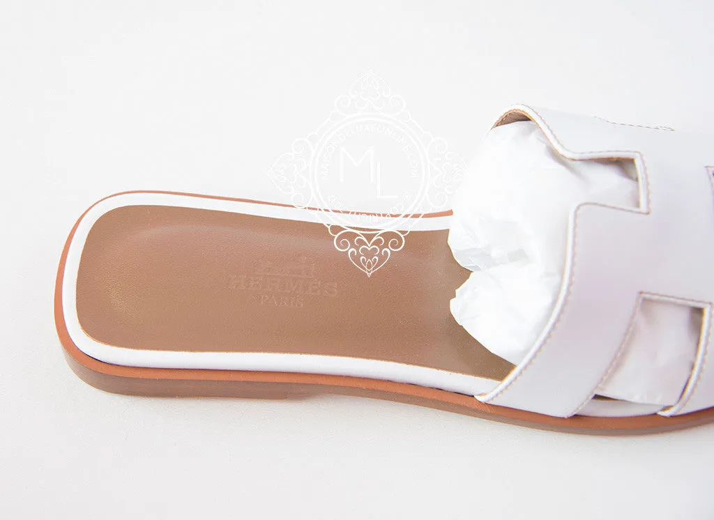 Hermes Womens White Oran Sandal Slipper 36 Shoes
