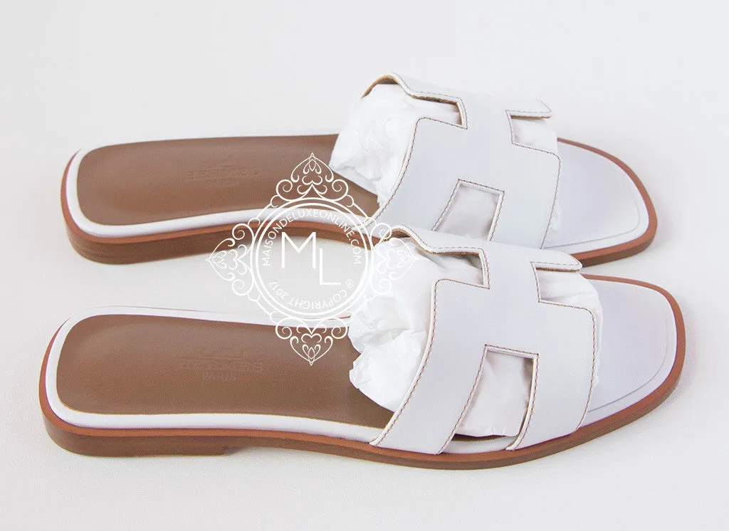 Hermes Womens White Oran Sandal Slipper 36 Shoes
