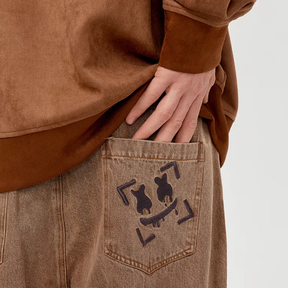 High Street Cross Embroidered Jeans