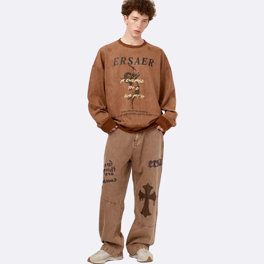 High Street Cross Embroidered Jeans