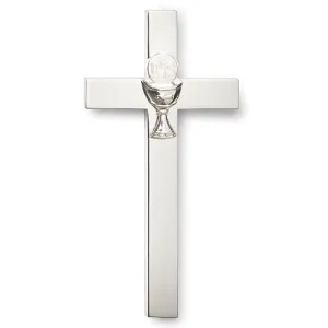 Holy First Communion Silver Chalice Wall Cross 4 3/4""