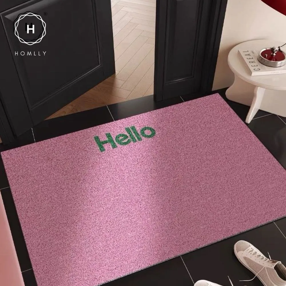 Homlly Hello Washable Non-Slip Coil Soft Entrance Door Mat