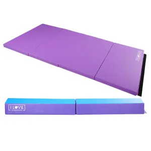 I Love Gymnastics Balance Beam & Mat | Pink, Blue & Purple