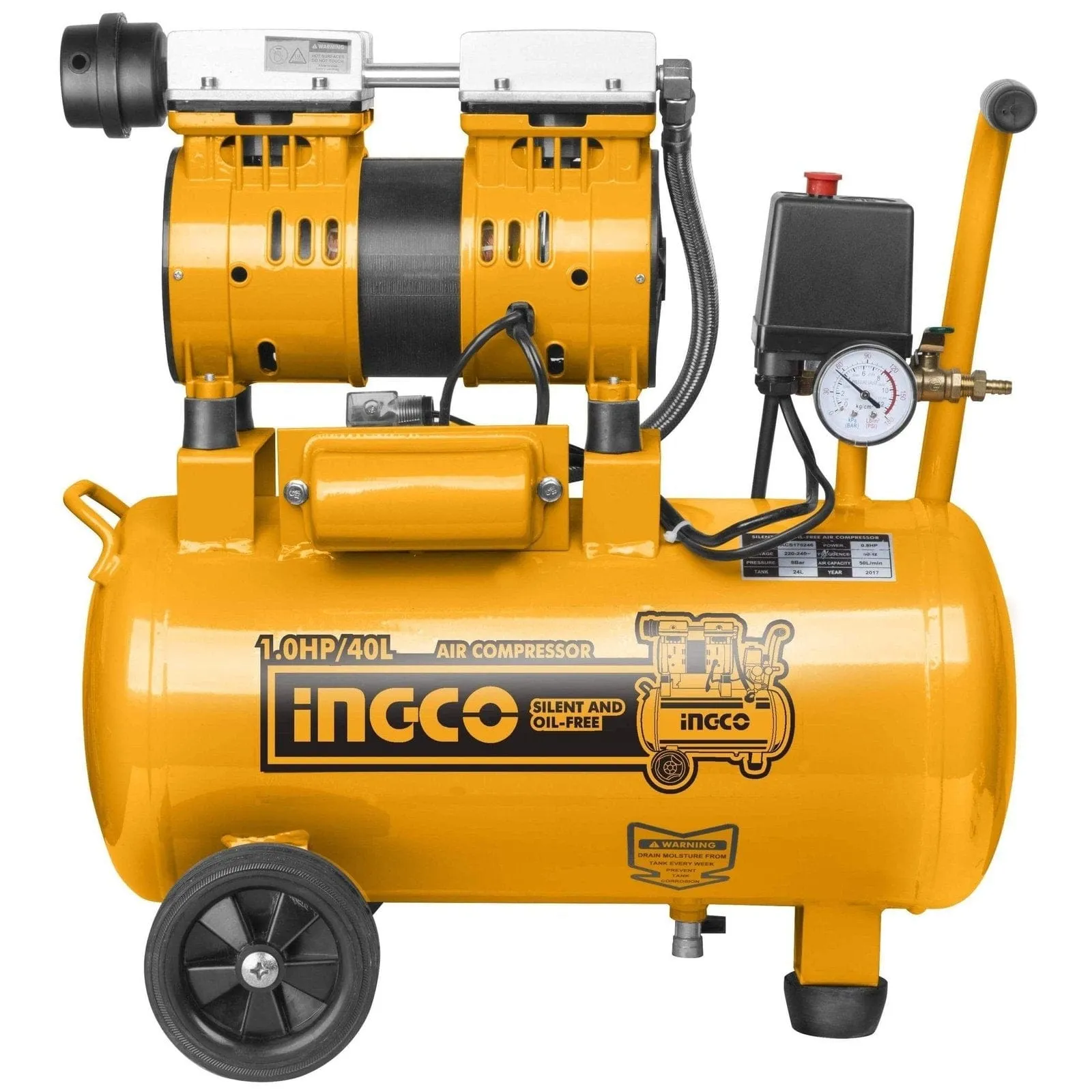 Ingco Silent And Oil Free Air Compressor 1.0HP 40L - ACS175406