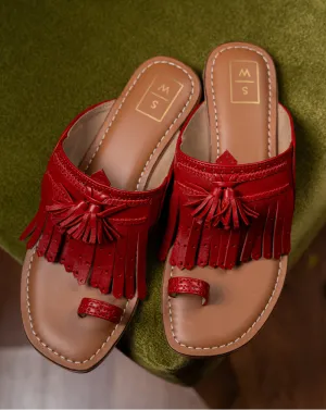 Lady Suzy Flat Red Kolhapuri Sandals