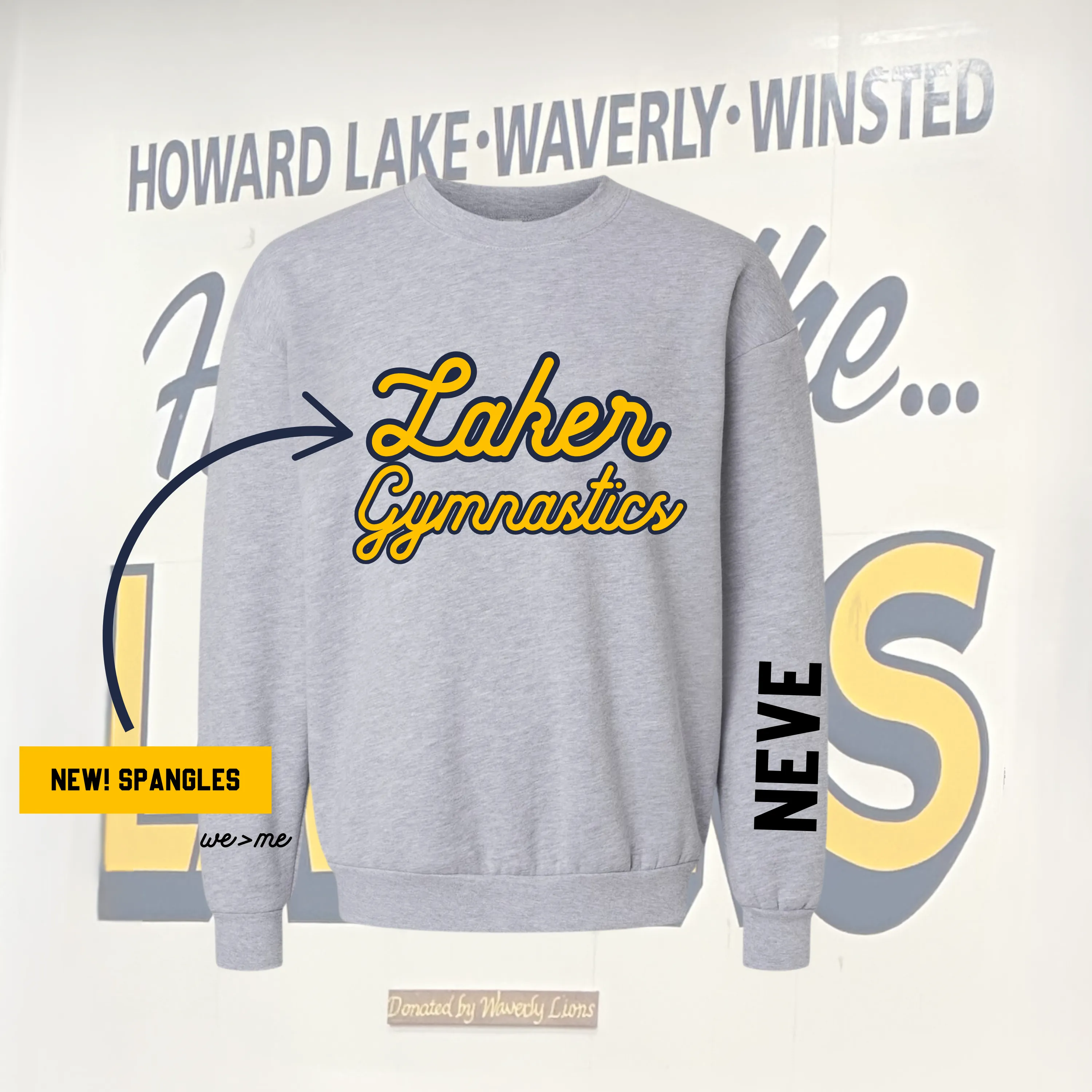 LAKER GYMNASTICS SPANGLE CREWNECK