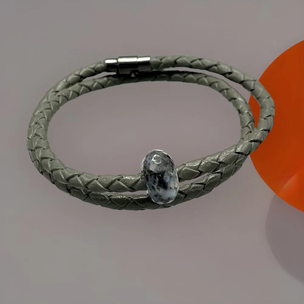Leather and White Opal Bracelet