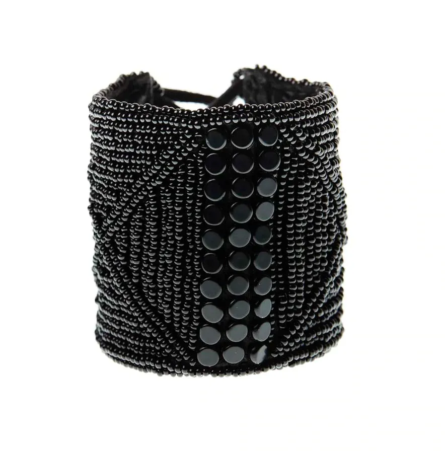 Leather Bracelet Cuff (Black)