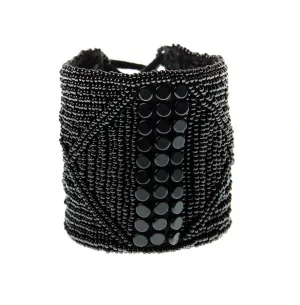 Leather Bracelet Cuff (Black)