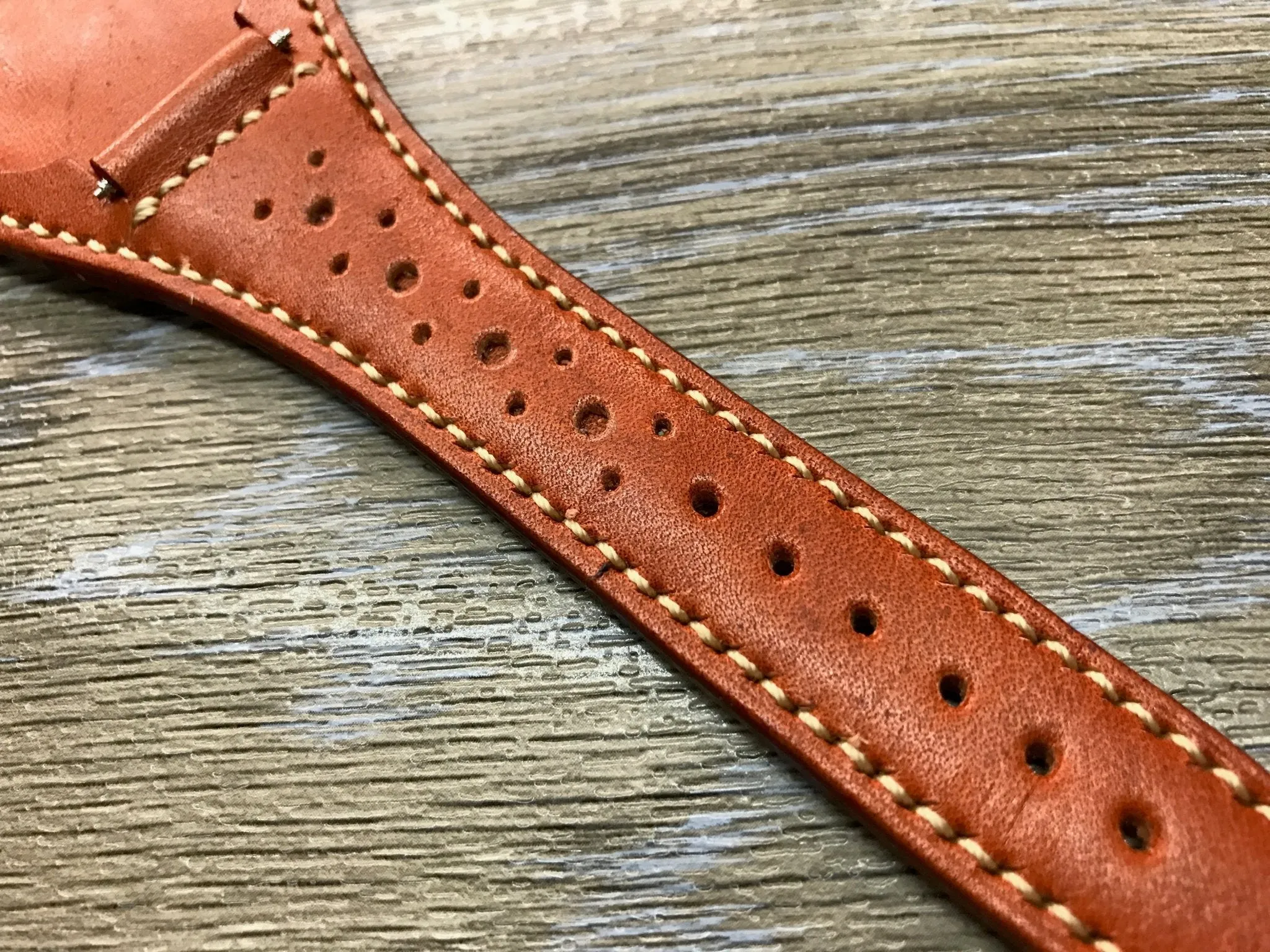 Leather bund strap for Rolex, Leather watch strap, Brogue Pattern Orange Leather Watch Strap, 20mm Watch band for Tudor, 19mm lug